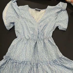 Blue and White Floral Dress